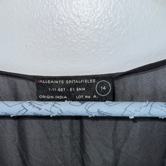 All Saints spitalfields sequin 100% silk sheer mini dress size 14 - Picture 2 of 11